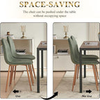 5 Pcs Kitchen Table Set for 4, 47" MDF Dining Table with Walnut Wood Grain, 4 Upholstered Chairs Green Velvet Dining Chair Armless with Metal Legs for Kitchen, Living Room