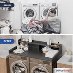 OfficeSimpli Washer Dryer Countertop with Shelf - 27.5 x 54 Inch - Made in USA Laundry Countertop Over Washer and Dryer with Non-Slip Pads, Storage Shelf, Laundry Topper Organizer, Slate Grey