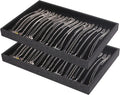 Julysky 2 Pcs/set Stackable Jewelry Organizer Trays，Necklace Tray+Necklace Tray, Jewelry Displays for Selling,Black