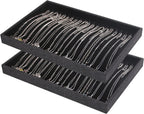 Julysky 2 Pcs/set Stackable Jewelry Organizer Trays，Necklace Tray+Necklace Tray, Jewelry Displays for Selling,Black