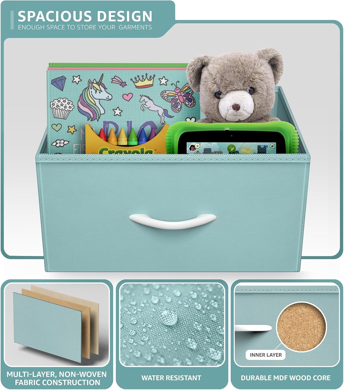 Sorbus Kids Dresser with 8 Drawers - Furniture Storage Chest Tower Unit for Bedroom, Hallway, Closet, Office Organization - Steel Frame, Wood Top, Tie-dye Fabric Bins (Pastel 1)