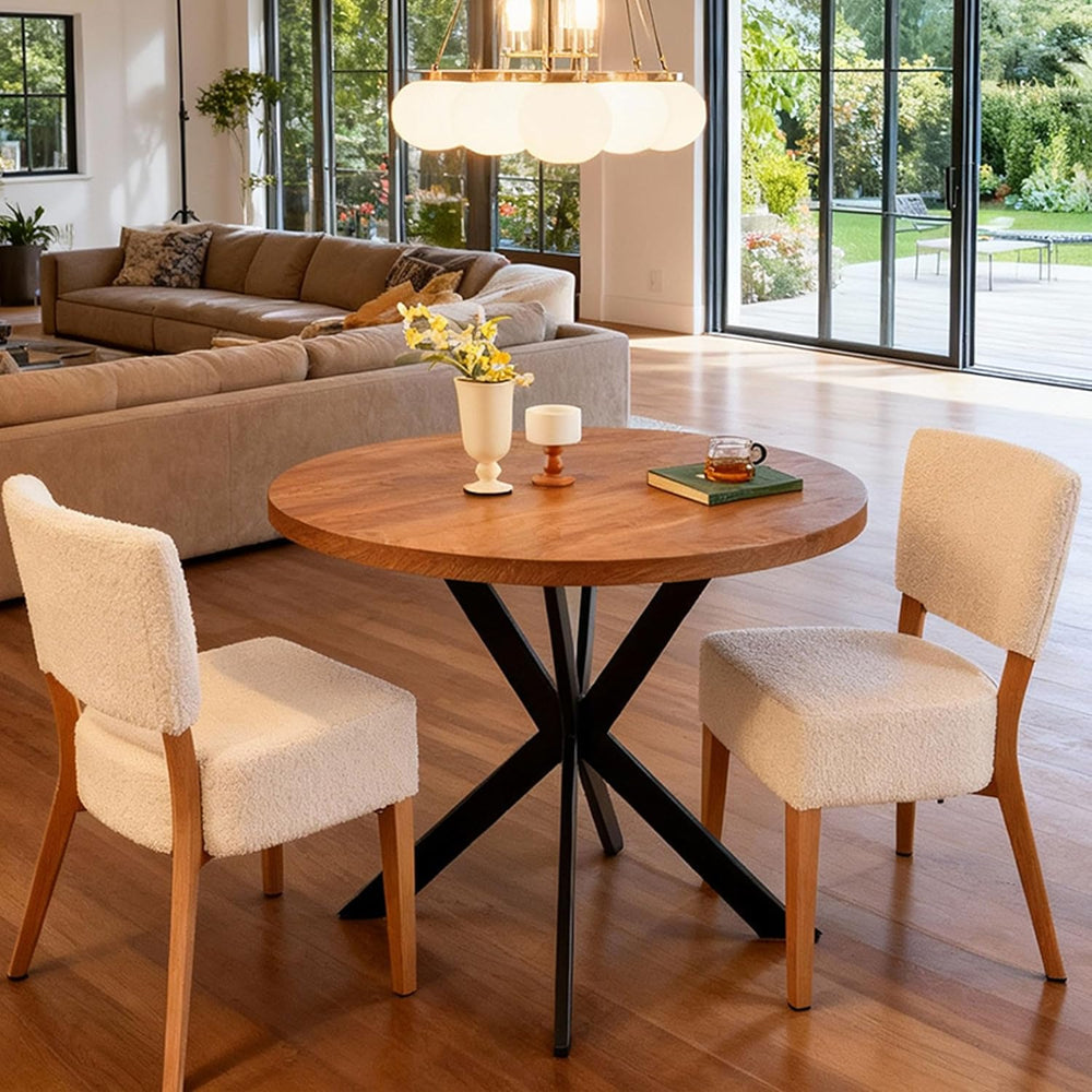 Stackable Dining Chairs Set of 2, Modern Fabric Upholstered Kitchen Side Chai...