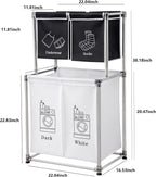 2 Tier Laundry Sorter with 4 Removable Bags for Organizing Clothes - Large Freestanding Laundry Hamper - Laundry Basket for Dirty Clothes in Laundry Room