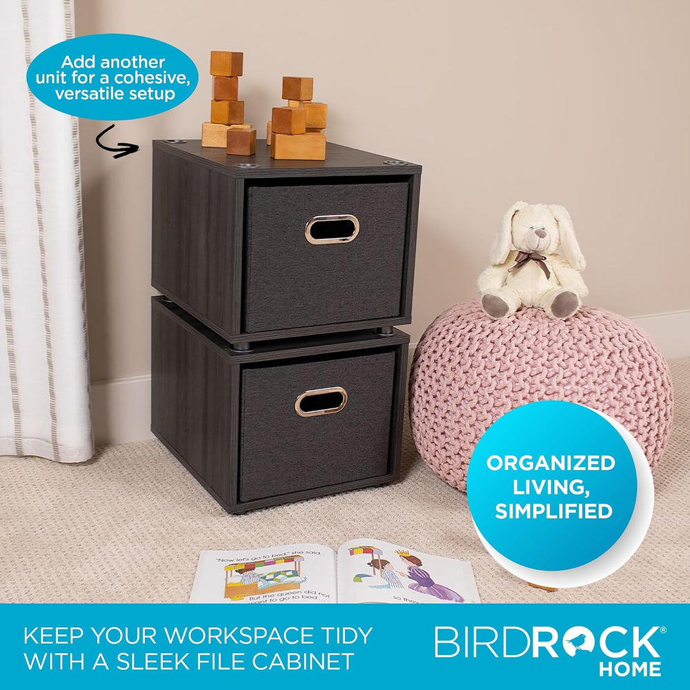 BIRDROCK HOME Rolling File Cabinet – Decorative Storage Shelf w/Removable Bin...