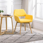 Mid Century Modern Dining Chairs Set of 6 & 4 & 2 Comfy Accent Chair Upholstered Kitchen Dining Living Room Chairs for Bedrooms Waiting Room Home Arm Desk Chair No Wheels (Yellow, 6)