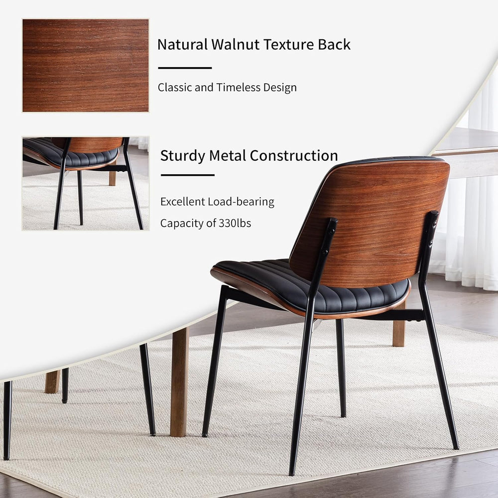 ODUSE-DAILY Mid Century Modern Dining Chairs Set of 8, Black Kitchen & Di...
