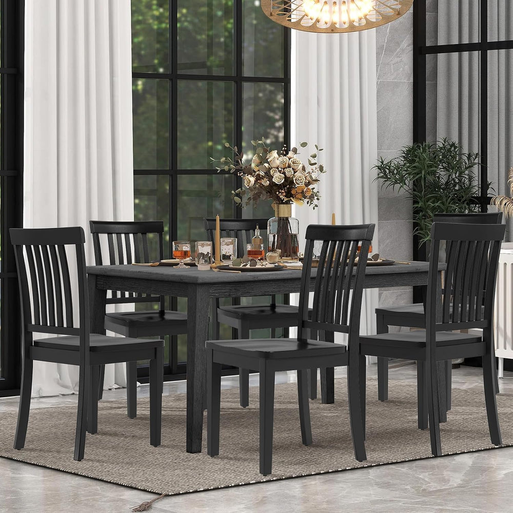 COLAMY Wooden Dining Room Chairs Set of 4, Spindle High Back Windsor Kitchen ...