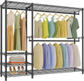 VIPEK V2 Plus Heavy Duty Clothes Rack, Portable Metal Clothing Racks with 4 Tiers Adjustable Wire Shelving & 3 Hanging Rods, Freestanding Closet Rack, Max Load 886LBS, Black