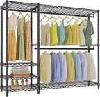 VIPEK V2 Plus Heavy Duty Clothes Rack, Portable Metal Clothing Racks with 4 Tiers Adjustable Wire Shelving & 3 Hanging Rods, Freestanding Closet Rack, Max Load 886LBS, Black