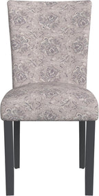 HomePop Classic Parsons Dining Chair -Gray Linen Artistic Floral Print (Set of 2)