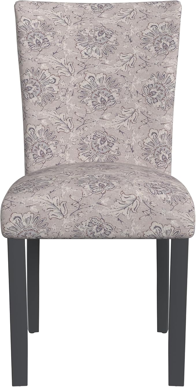 HomePop Classic Parsons Dining Chair -Gray Linen Artistic Floral Print (Set of 2)