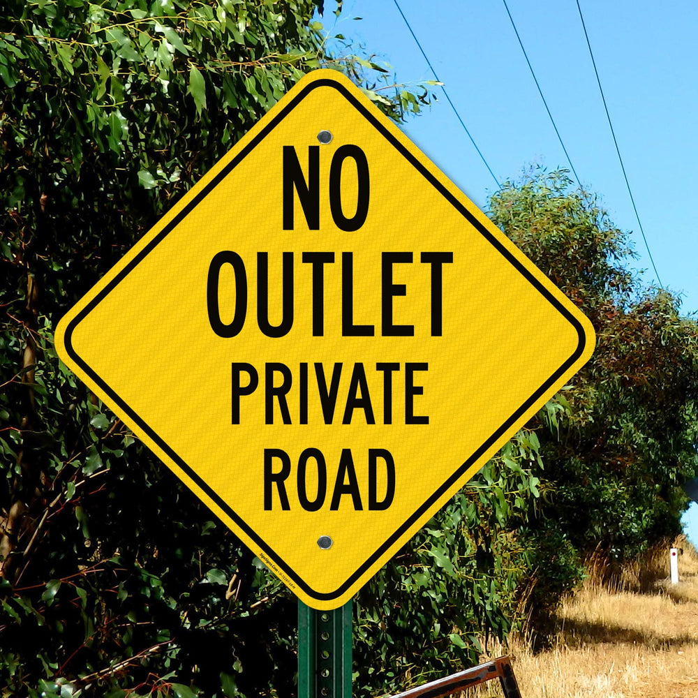 No Outlet Private Road Sign,