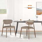 Dining Chairs Set of 2, Upholstered Dining Room Chairs with Metal Legs and Anti Slip Pads, Curved Back Kitchen Chair for Home and Restaurant Use, Camel