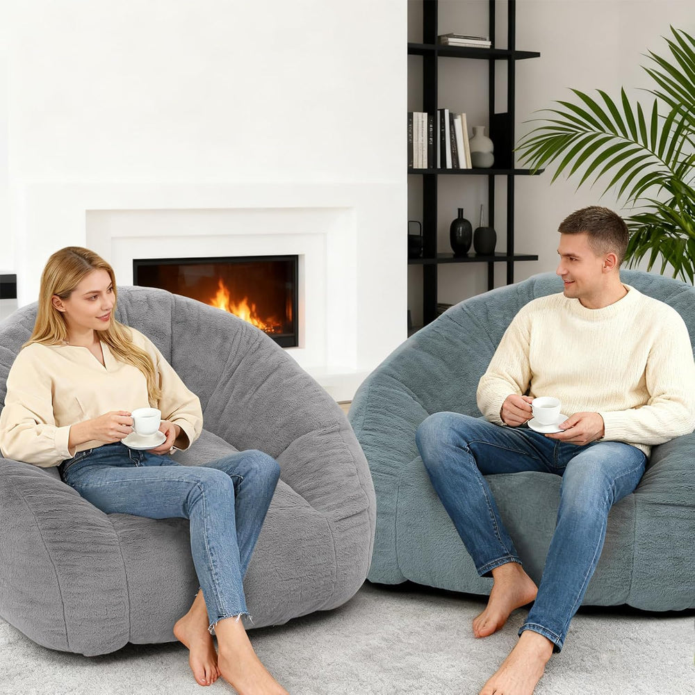 Bean Bag Chair for Adults, Soft Faux Fur Giant Beanbag Chairs, Oversized Cozy...