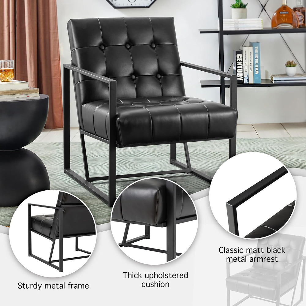 Glitzhome Mid Century Modern Accent Chair, Comfy Living Room Chair with Durab...