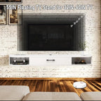 Floating TV Unit, 55'' Wall Mounted TV Cabinet, Floating Shelves with Door, Modern Entertainment Media Console Center Large Storage TV Bench for Living Room & Office (55.12IN, White)