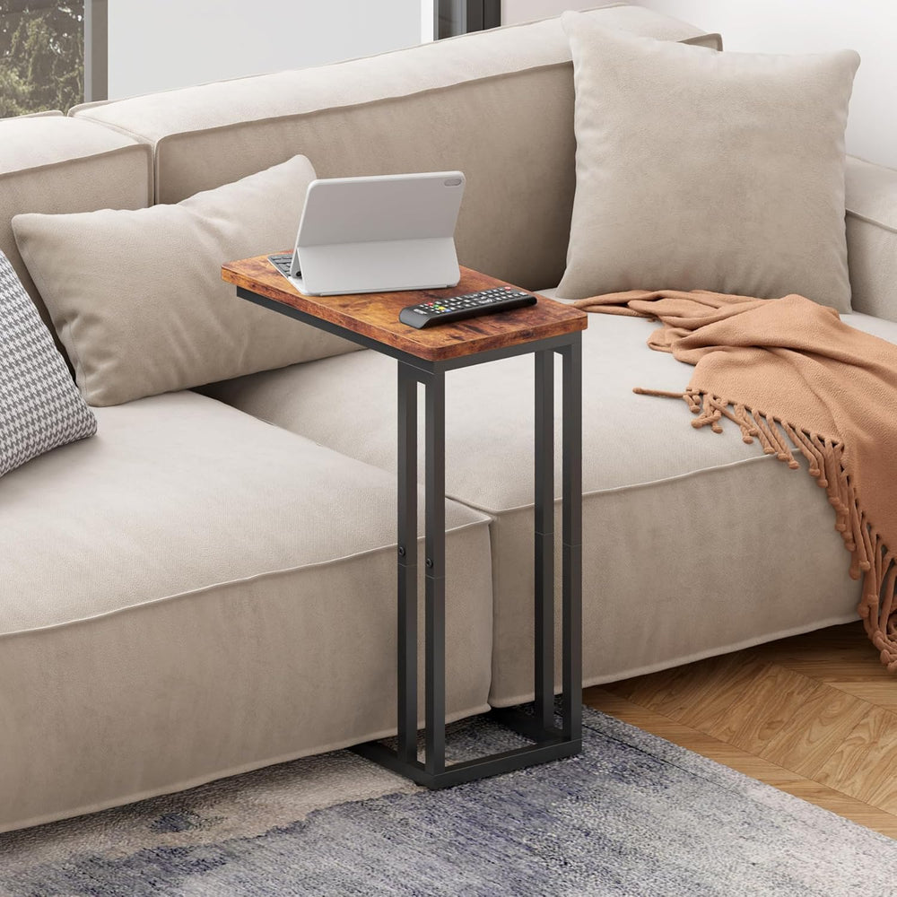 Yusong C Shaped End Table - Slide Under Sofa Couch Bed, Small Table for Small...