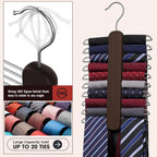 Tie Hanger,Tie Organizer for Closet 20 Storage Capacity,Wooden Necktie Organizer Tie Holder,360 Degree Rotating Accessory Organizers for Tie,Belt,Scarf