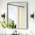 TETOTE Black Mirror 28 x 36 Matte Black Metal Framed Vanity Mirror, Tempered Glass, Wall Mounted for Bathroom, Entryway, Bedroom, Living Room(Horizontal/Vertical)