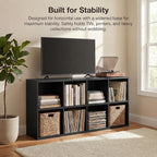YESHOMY Modern TV Stand for Televisions up to 55 Inch, Mid Century Entertainment Center with 8 Open Shelves for 32/43/50/55 Inchs TVs, Media Console with Adjustable Shelves for Living Room, Black