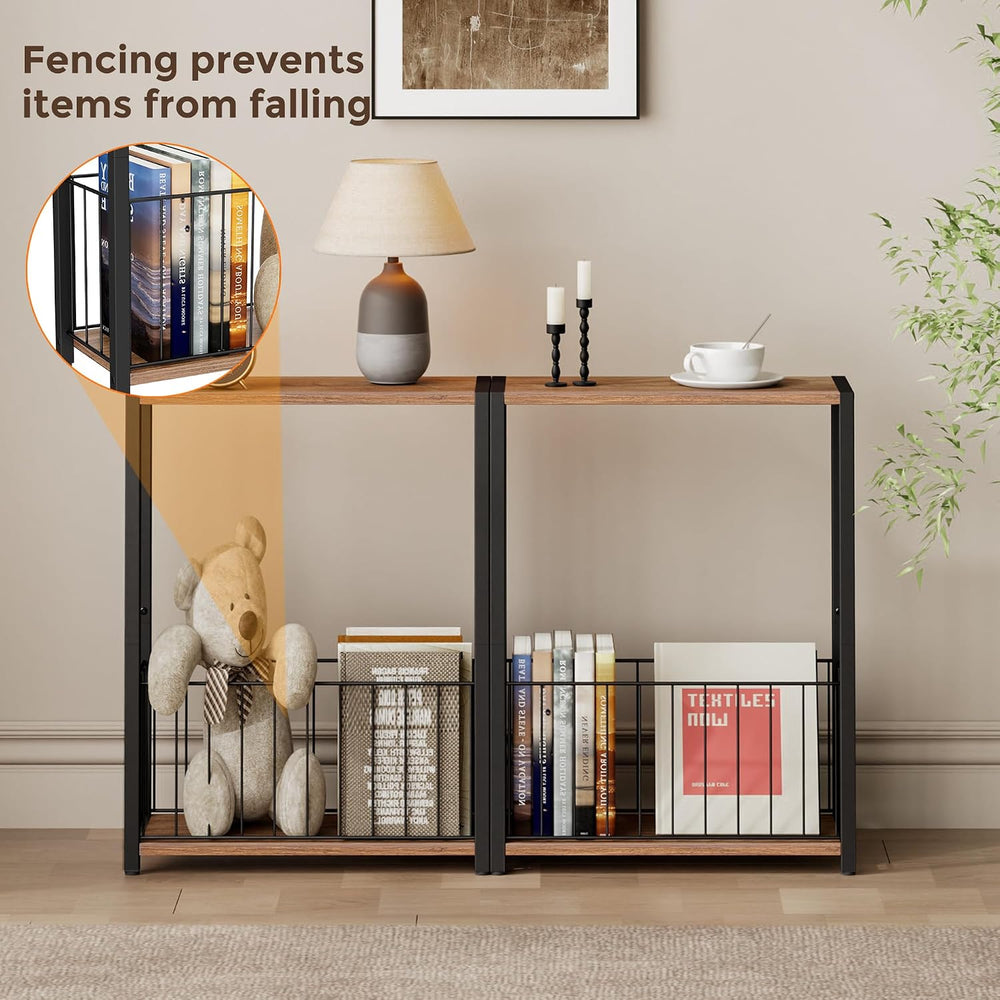 Homleke Narrow Side Table with Magazine Holder, Skinny End Table Perfect for ...