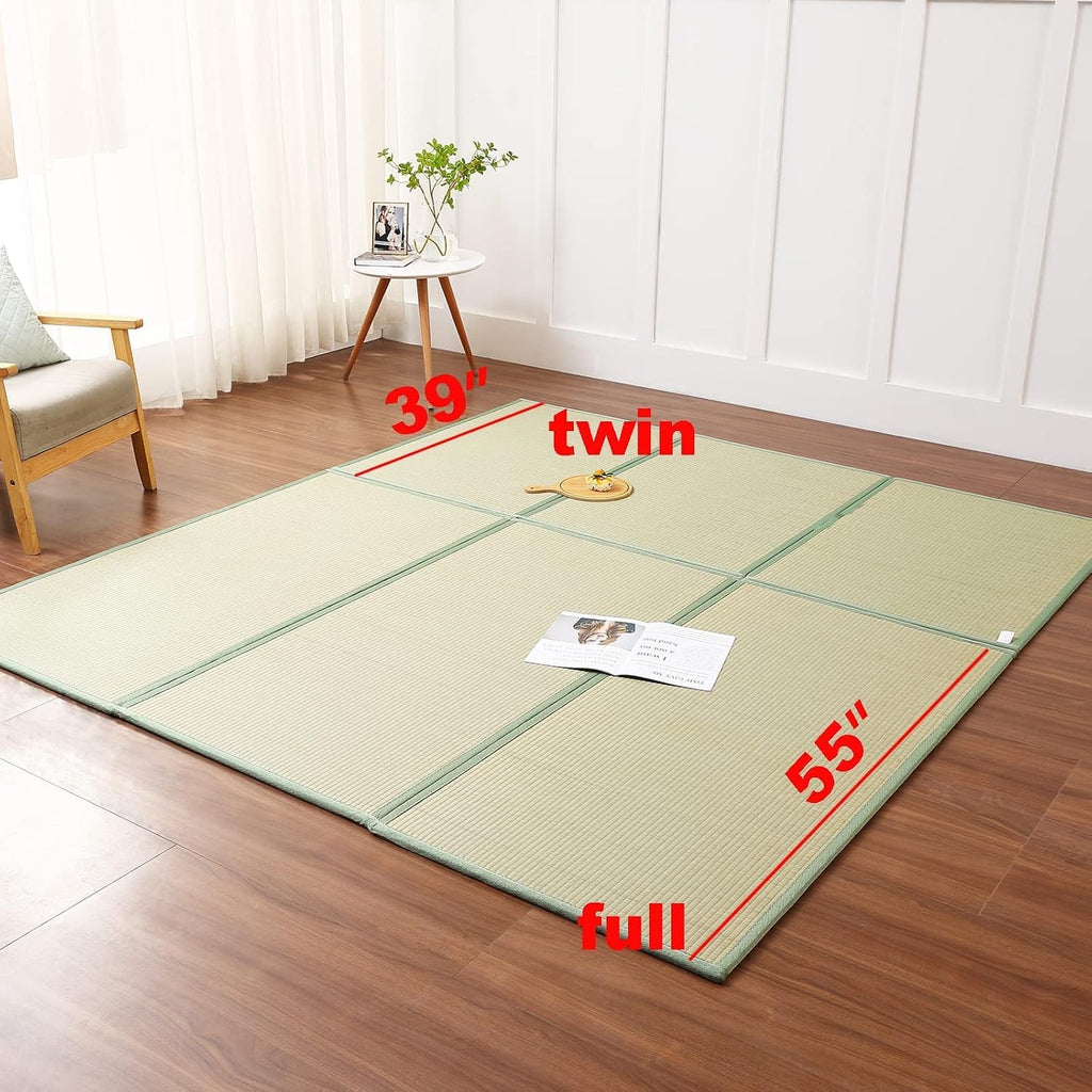 Natural Igusa Rush Grass Floor Tatami Mat,Twin, 79" x 39" x 0.5" | Japanese Portable Folding Firm Traditional Bed Mattress, Foldable Pad Futon,for Sleeping,Sitting,Yoga,Relaxing,Zen