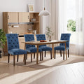 Dining Chairs Set of 4, Button Tufted Parsons Upholstered Chairs with Solid Wood Legs, Mordern Fabric Kitchen Chairs for Dining Room, Blue