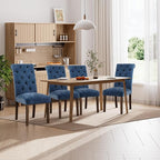 Dining Chairs Set of 4, Button Tufted Parsons Upholstered Chairs with Solid Wood Legs, Mordern Fabric Kitchen Chairs for Dining Room, Blue