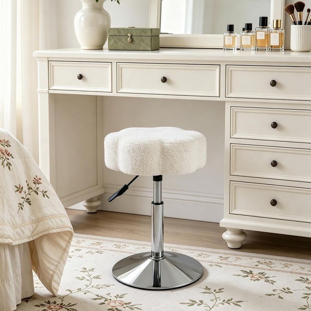 LITZFUR Adjustable Vanity Stool, Swivel Makeup Chair for Vanity, White | Flow...
