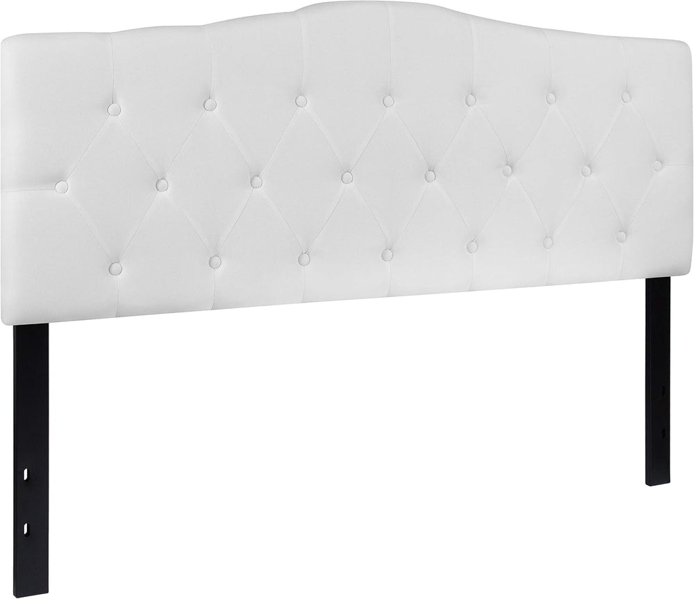Flash Furniture Queen Tufted Fabric Headboard, White