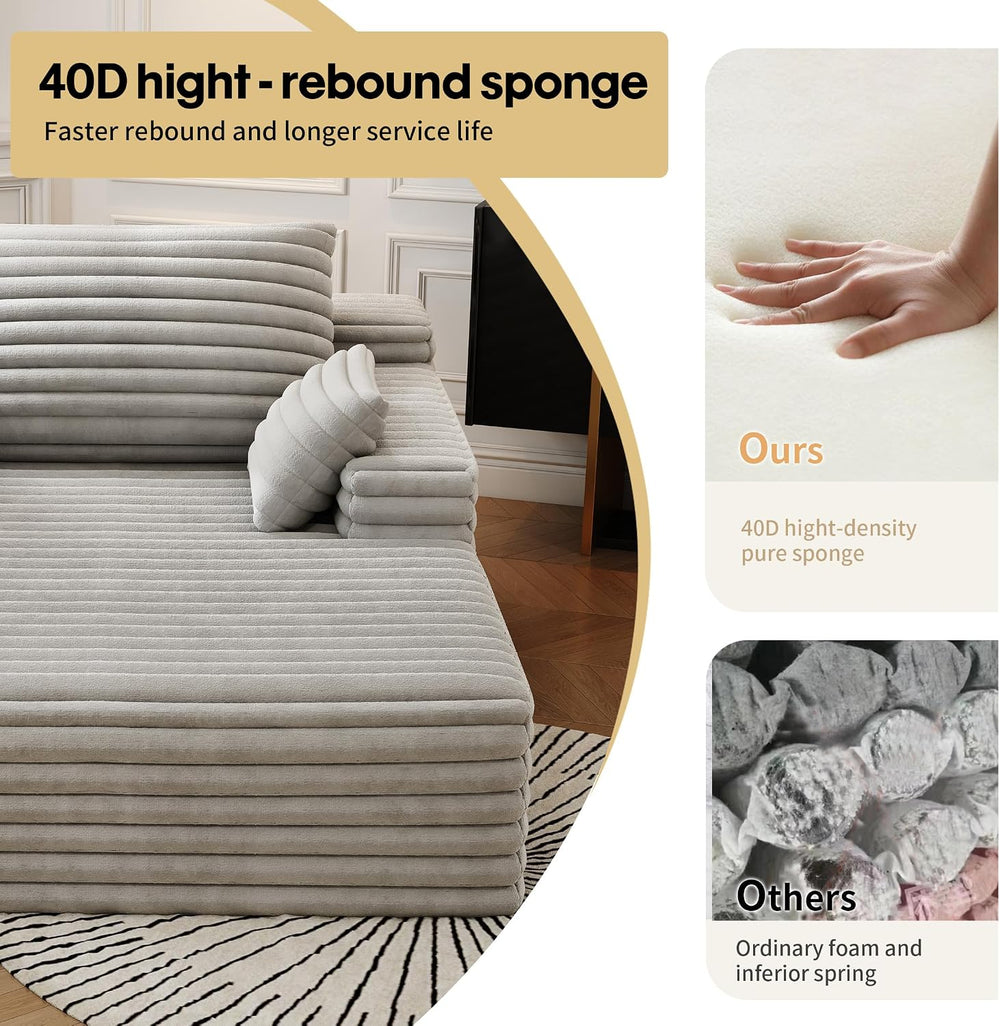 80" Oversized Double Chaise Lounge Chair, Plush Upholstered Sectional So...