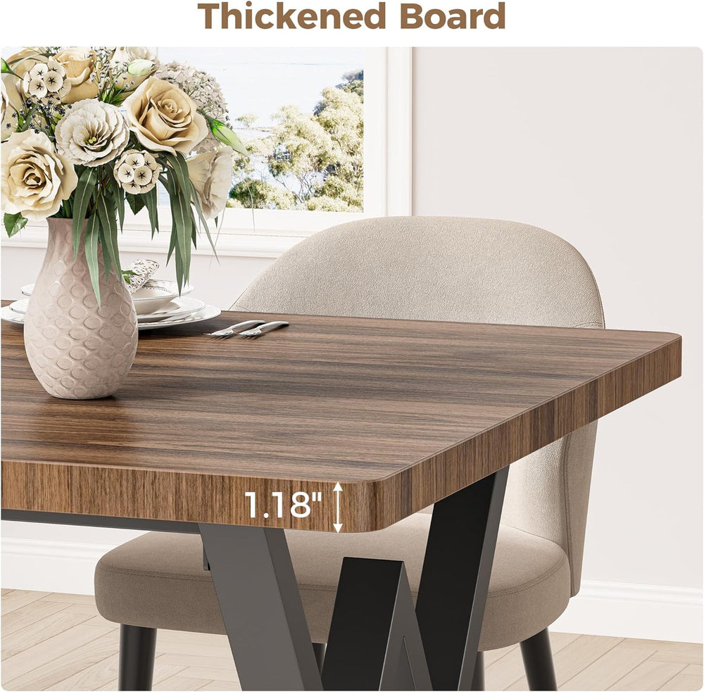 IRONCK 63" Dining Table for 4-6, Modern Rectangular Kitchen Table with S...