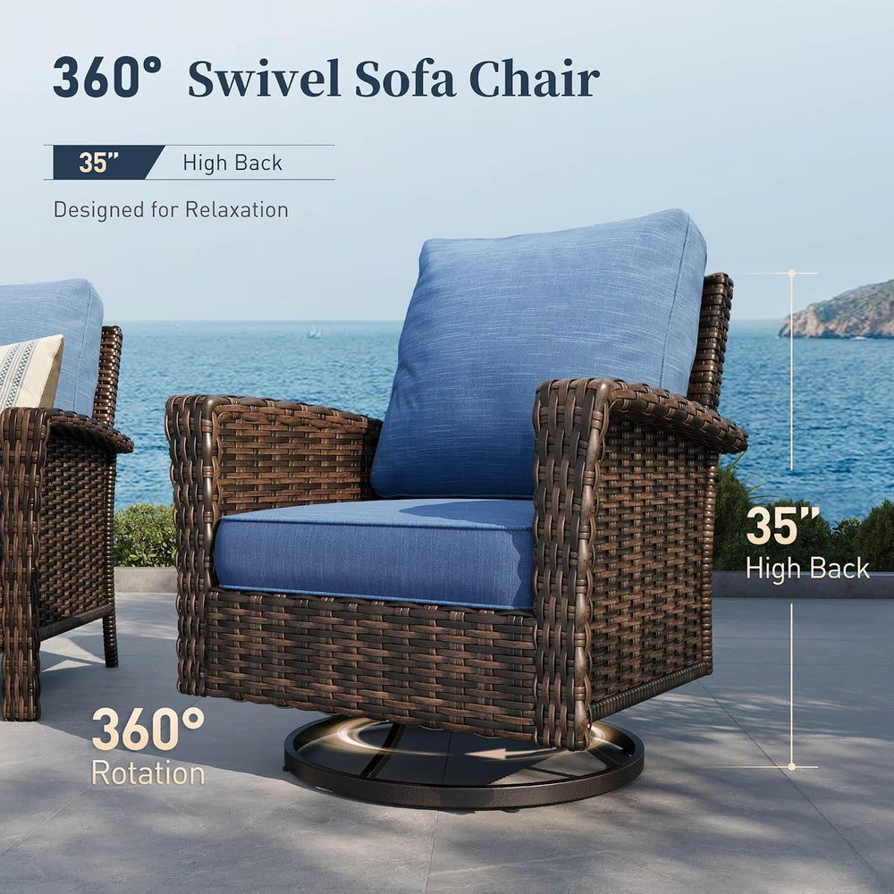 SUNSHINE VALLEY Wicker Patio Furniture Set, 7-Seat Outdoor High Back Sofa