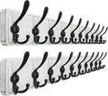 Dseap Coat Rack Wall - Heavy-Duty 38-1/4" Long, with Reinforced 10 Custom Tri-Hooks, Solid Wood Wall Hanger for Coats Hat Jackets - Rustic Farmhouse Entryway Storage, White & Black, Pack of 2