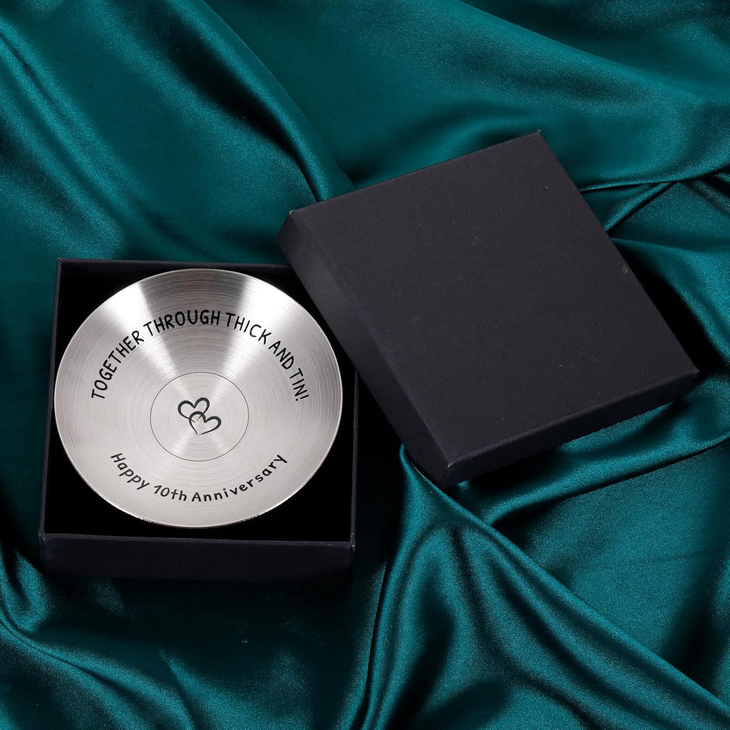 10 Year Anniversary Tin Gifts for Him Her 10 Year Anniversary Wedding Gifts | 10th Anniversary for Wife Husband Couple 10th Wedding Ring Dish for Women Men Tin Gift for 10th Anniversary Tenth Year Gift