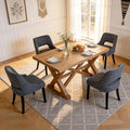ClinQ Wooden Dining Chairs Set of 4, Modern Fabric Upholstered Kitchen Chairs Dining Chair, Mid Century Modern Chair for Dining Room, Farmhouse Kitchen Chairs for Kitchen Dining Room, Navy-Black Legs