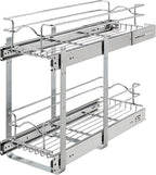 Rev-A-Shelf 2-Tier Kitchen Cabinet Pullout Shelf and Drawer Organizer Slide Out Pantry Storage Basket in Multiple Sizes, 9 x 22 In, 5WB2-0922CR-1