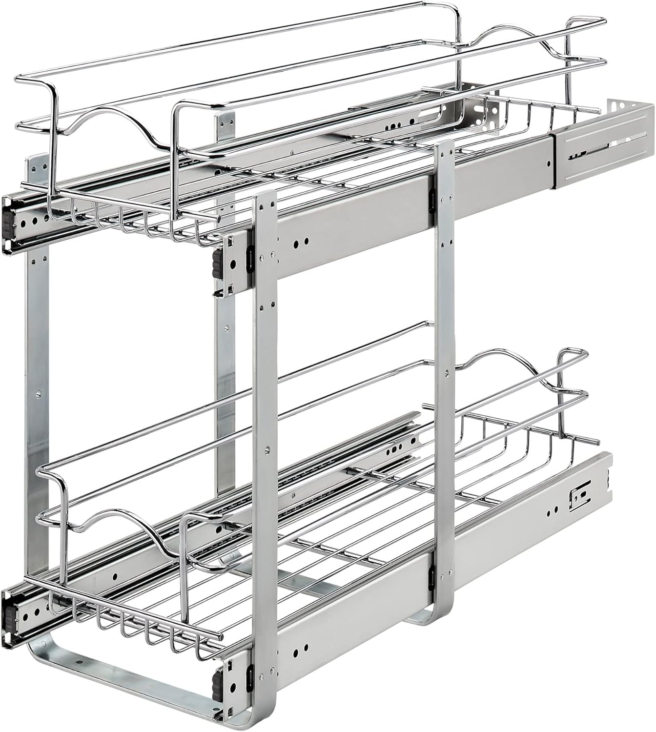 Rev-A-Shelf 2-Tier Kitchen Cabinet Pullout Shelf and Drawer Organizer Slide Out Pantry Storage Basket in Multiple Sizes, 9 x 22 In, 5WB2-0922CR-1