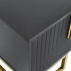Ball & Cast Modern TV Stand with Storage Cabinets for TVs up to 80", Luxury Media Console w/Metal Legs & Gold Handles,Geometric Lines & Adjustable Shelf,Entertainment Center for Living Room,Black