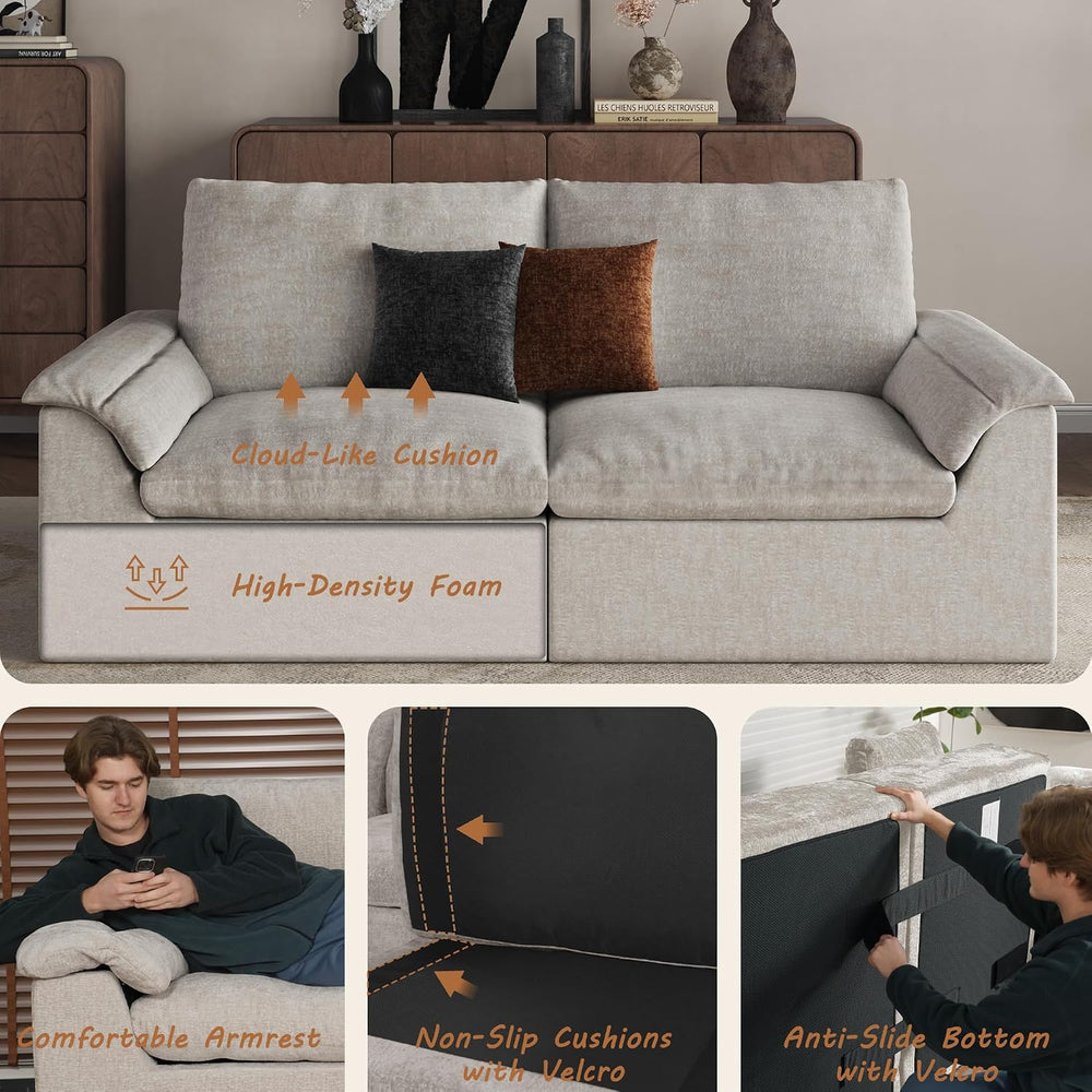 EASE MOOSE Couches for Living Room, Modular Loveseat Sofa, Beige | No Assembl...