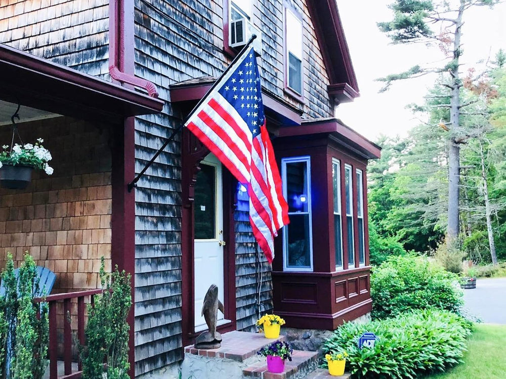American Flag Pole Kit for House, 6FT Black Metal Pole with 3x5FT US Flag