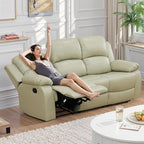 Recliner Sofa Set Couches for Living Room Chair Recycled Leather Fabric Living Room Furniture Sets, Adjusted Loveseat Reclining Couch Furniture Sofa Set for Theater Seating, 3-Seater, Beige