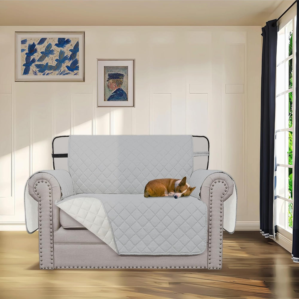 Easy-Going Reversible Couch Cover, Chair 30 in, Light Gray/Ivory