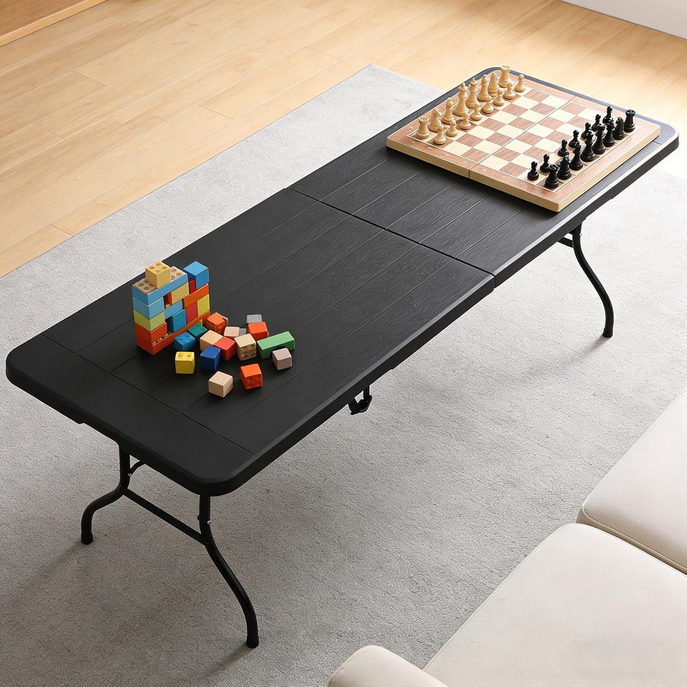 Portable Folding Table, Heavy Duty Plastic Event Picnic Table Indoor Outdoor ...