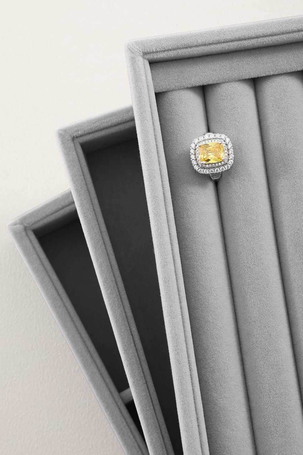 Ring Display Tray, Velvet Jewelry Trays,Premium Ring Organizer,Luxury Stud Earring Organizer,Grey Jewelry Storage