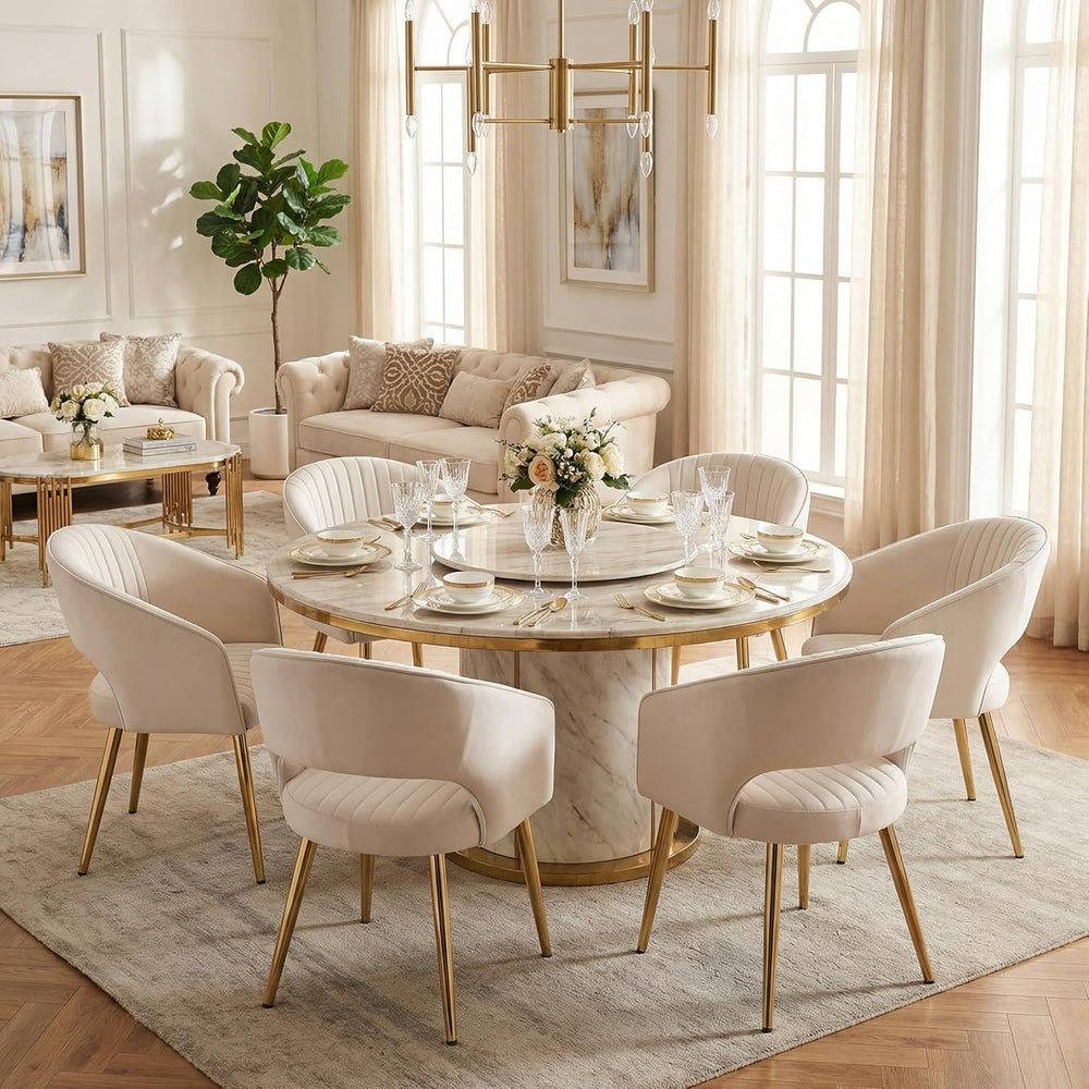 Modern Dining Chairs Set of 6, Upholstered PU Leather Dining Room Chairs with...