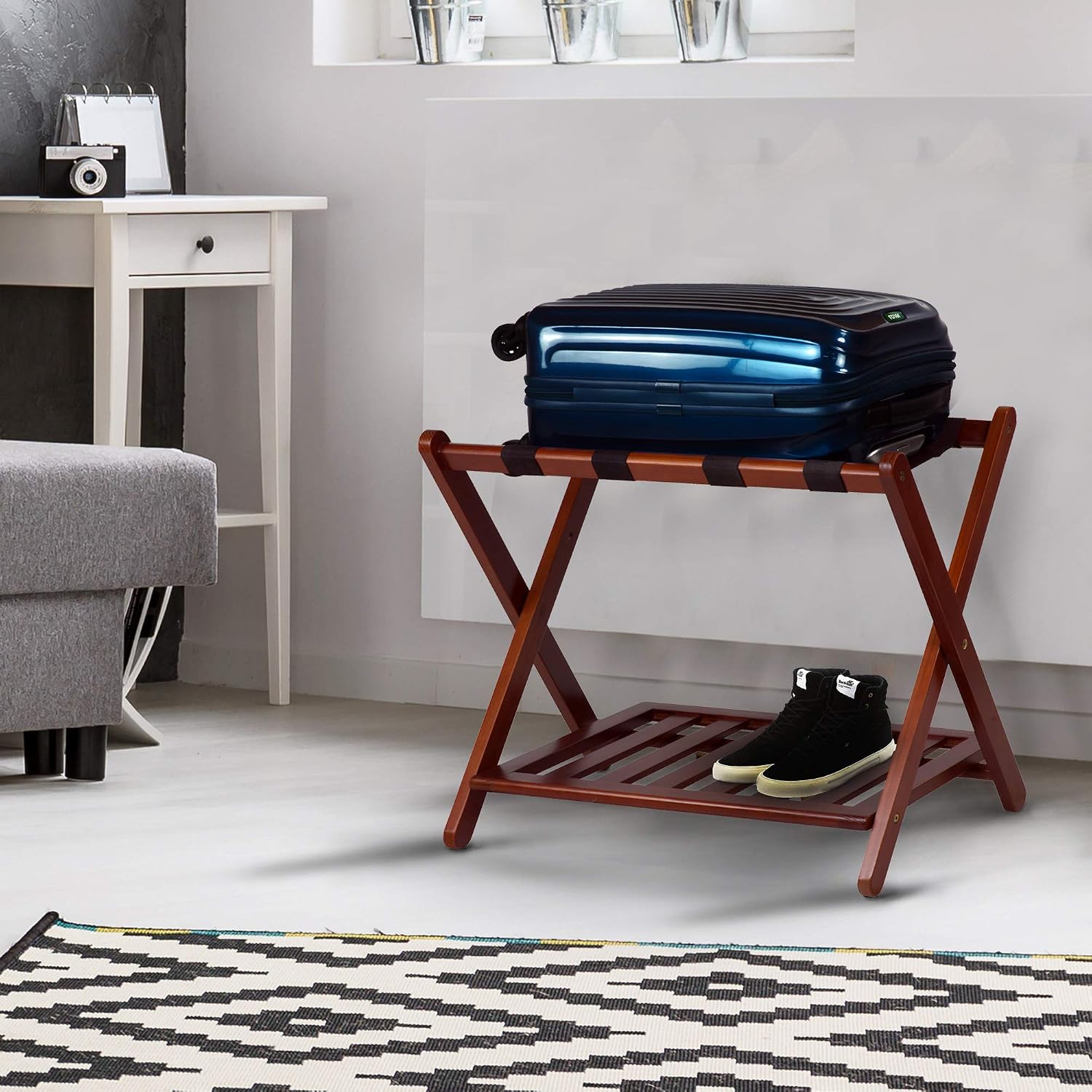 Casual Home Luggage Rack, Walnut (New)