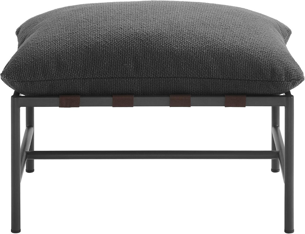 Modway Raya Outdoor Boucle Ottoman in Charcoal - Patio Sitting Stool Ottoman ...