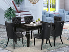 East West Furniture LGDA7-BLK-12 7 Piece Dinette Set Contains a Rectangle Kitchen Table with Butterfly Leaf and 6 Polyester Fabric Parson Dining Chairs, 42x84 Inch, Black