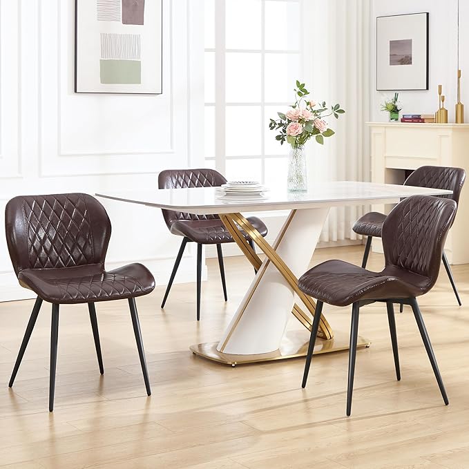 Dining Chair, Comfy Modern Dining Chairs with Thick Cushions, Upholstered Fau...